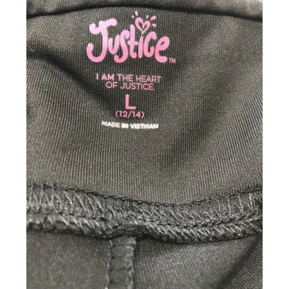 NWT Justice Active Girls Black High Waist Leggings‎ Pocket Cut Out Size 12/14